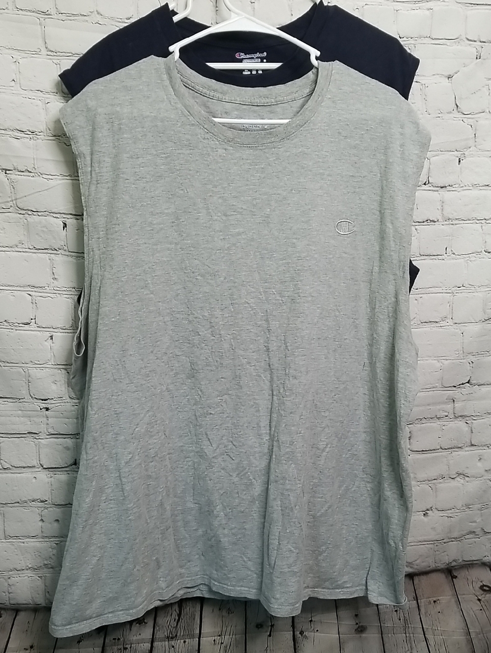 Champion Mens Sleeveless Tee Shirt Navy Blue Gray Size 2XLarge